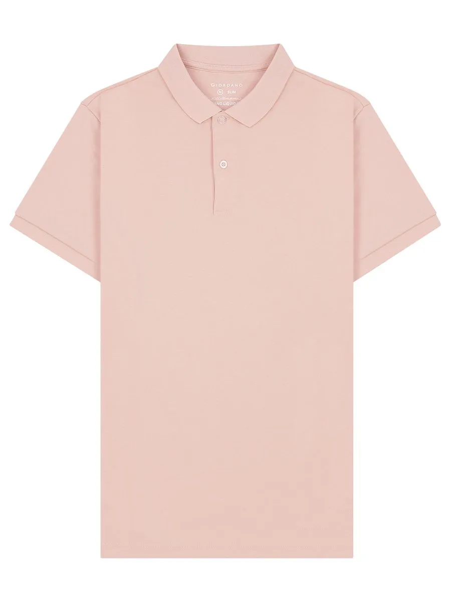 GIORDANO Men's Liquid Touch Polo Evening Sand Pink Size - M