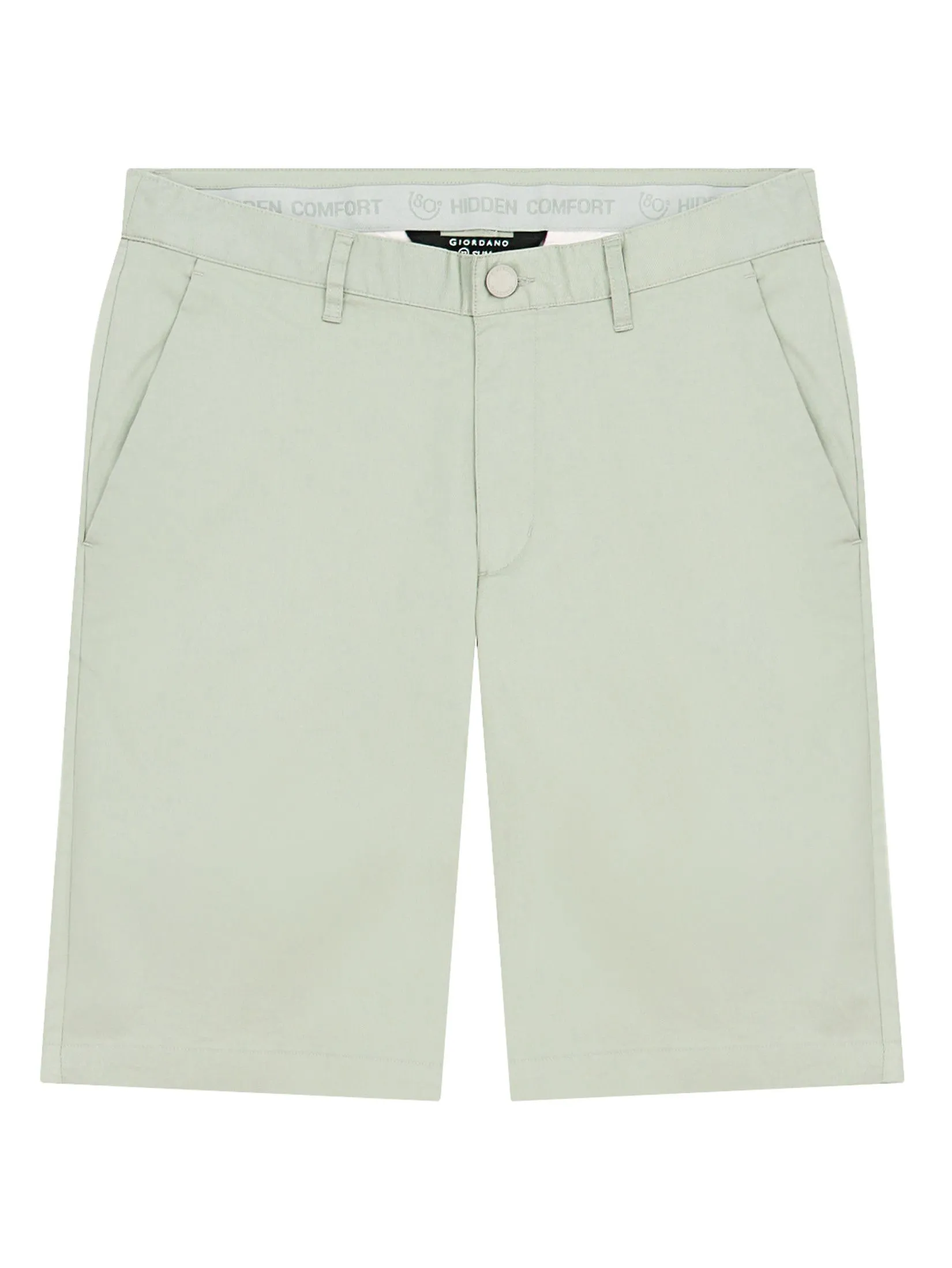GIORDANO Men's Slim Cool-touch Shorts (180° Elastic Waist) Bud Green