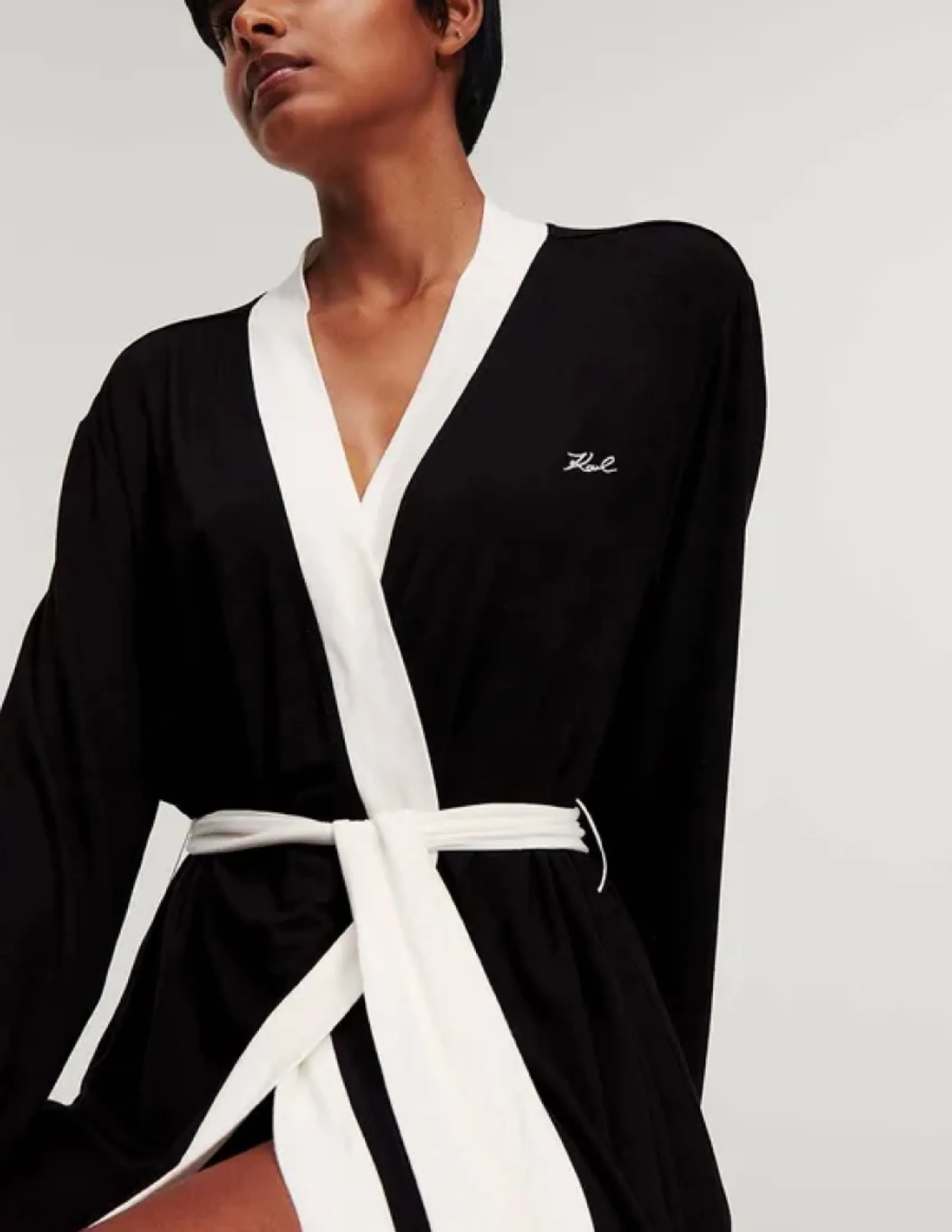 KARL LAGERFELD RTW-1 LOGO DRESSING WOMEN GOWN BLACK