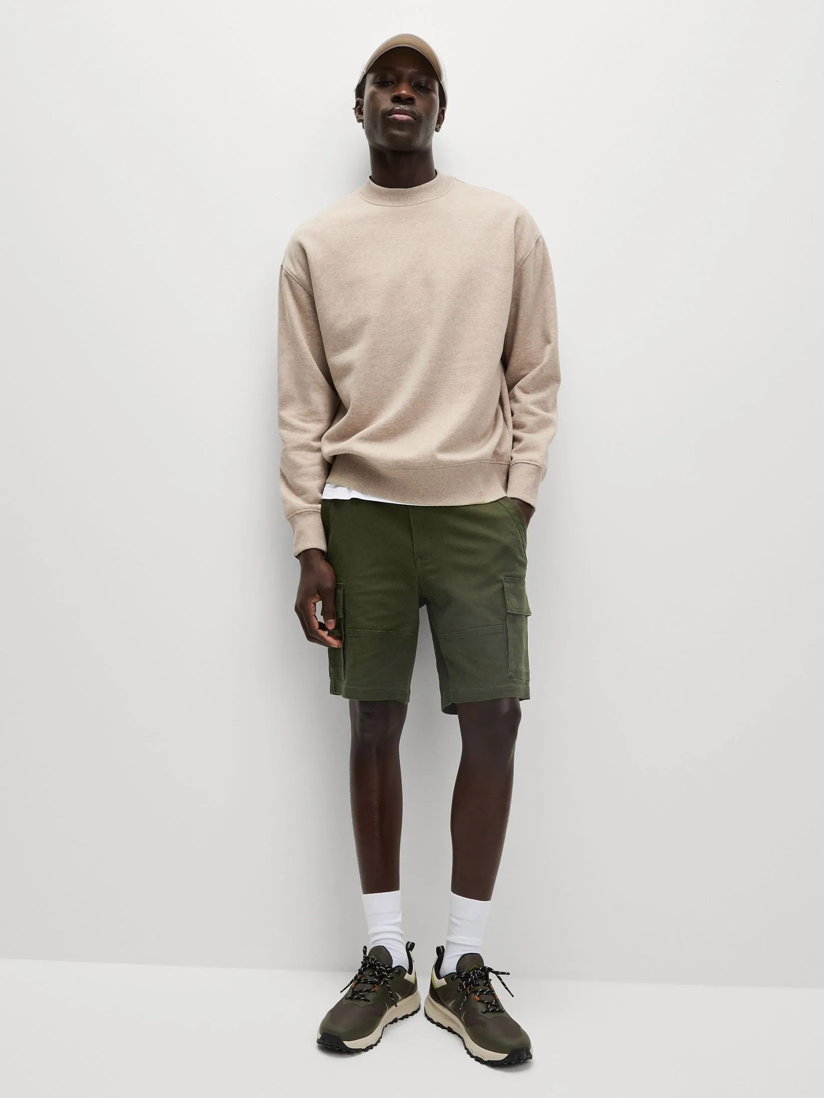 MARKS & SPENCER Men Cargo Shorts Straight Fit Stretch Dark Khaki