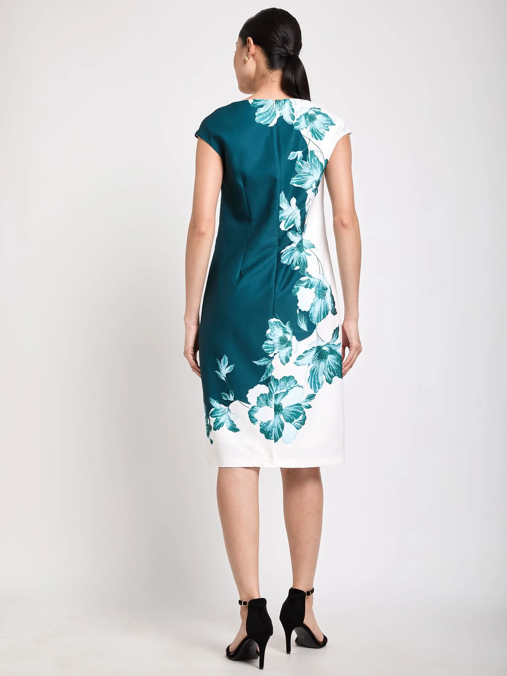 EXPRESSIONS Women Sheath Dress Printed Cap Sleeve