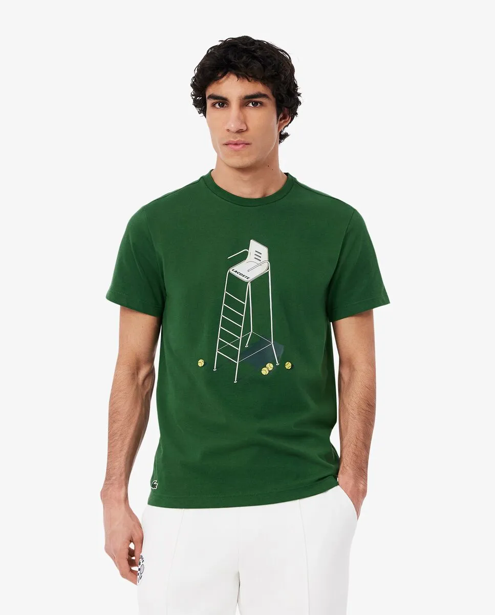 LACOSTE Tennis Heritage Print T-Shirt Green