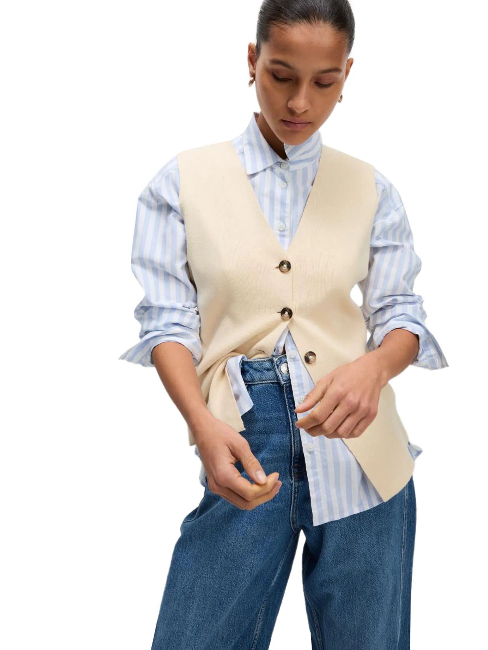 MARKS & SPENCER Women Waistcoat Knitted Soft Touch V-Neck