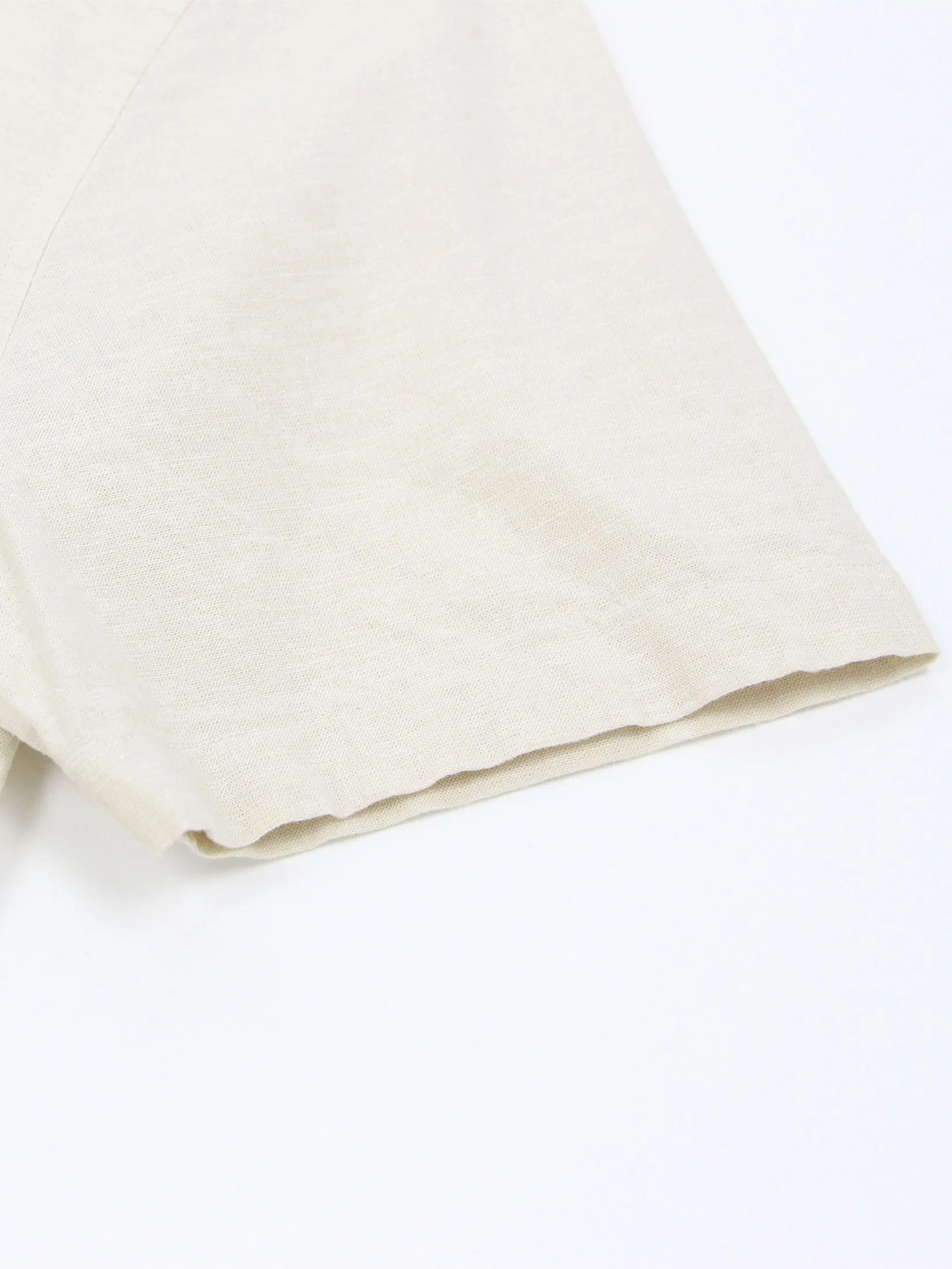 GIORDANO Men's Slim Mandarin Collar Linen Shirt Silver Cloud khaki