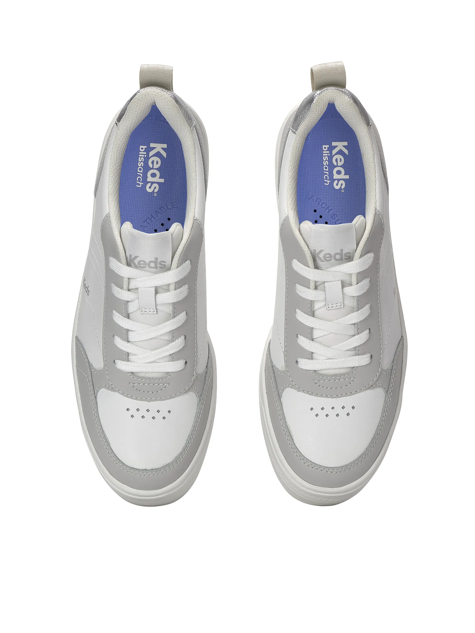 KEDS Women Skyler Ii Leather Metallic Heel White/Grey