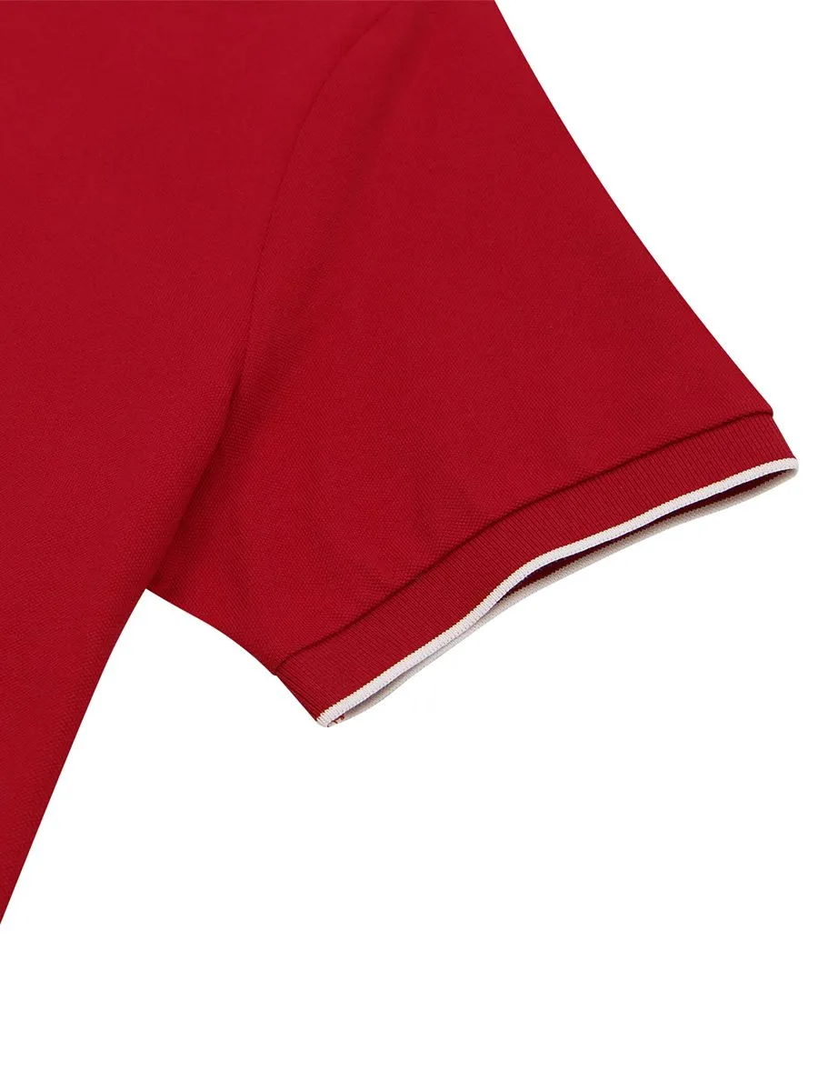 GIORDANO Men's Cotton Lycra Solid Polo Haute red