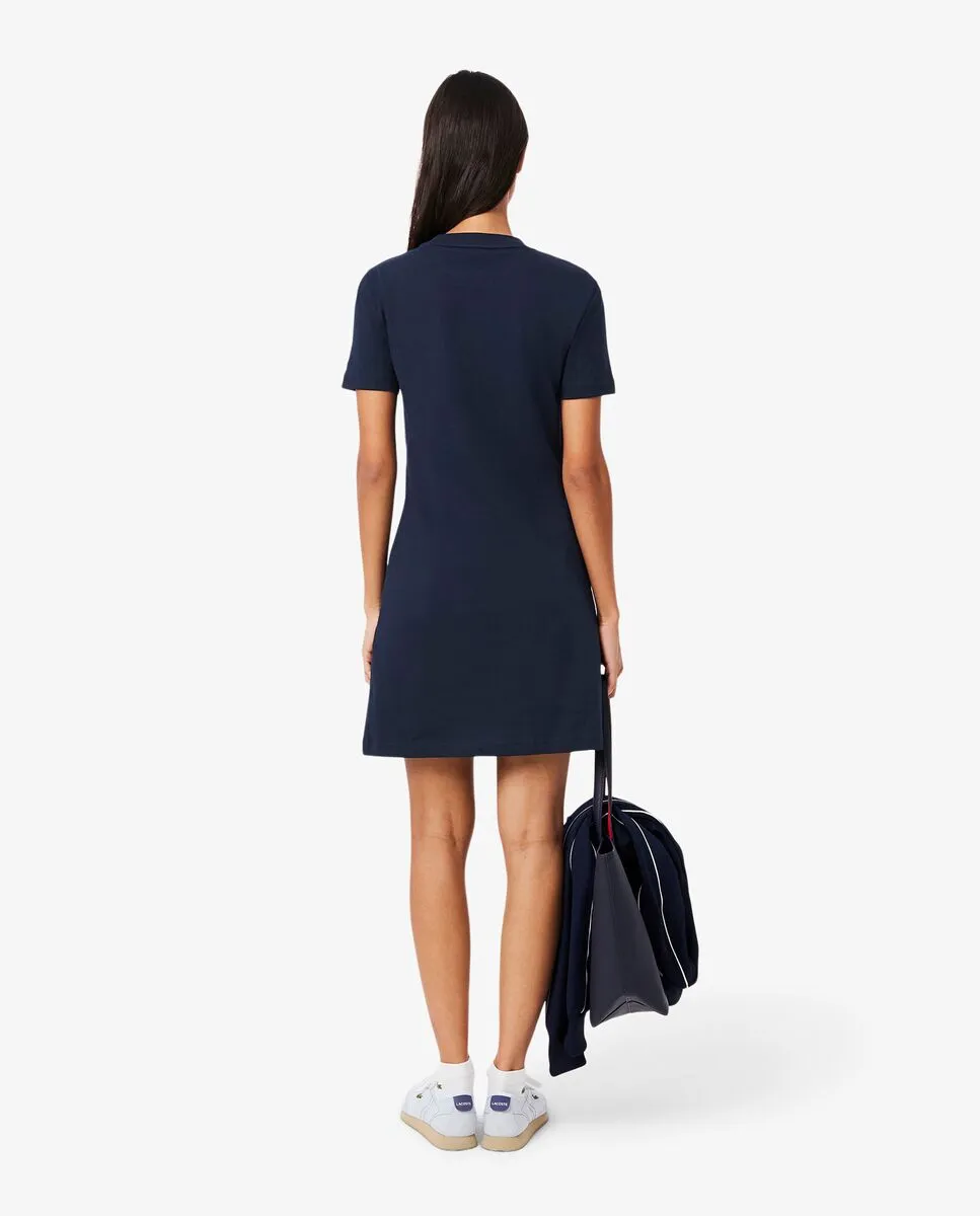 LACOSTE Draped T-Shirt Dress Blue