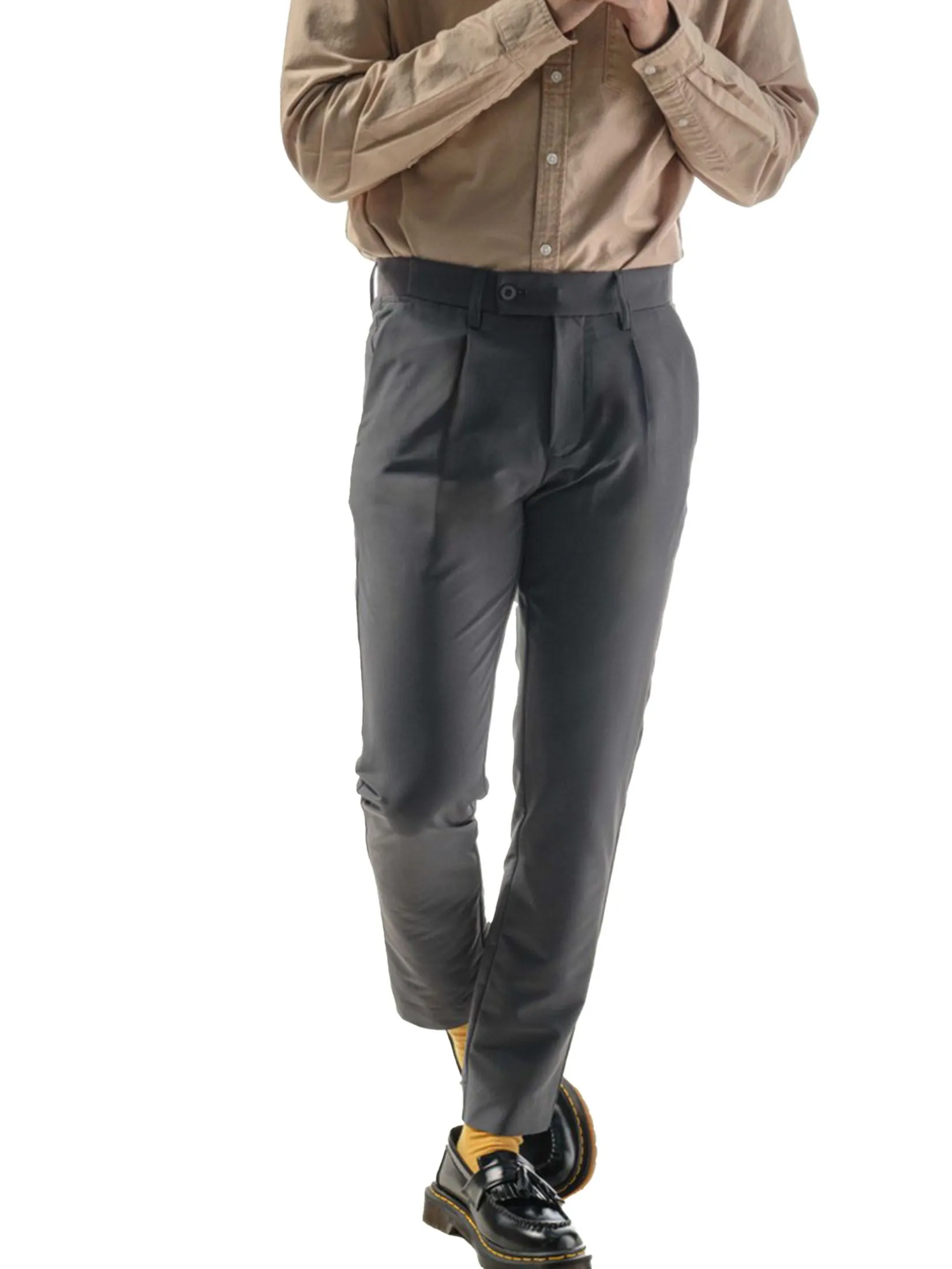 ERA-WON Men's  Cropped Skinny pants Golf fabric  Dark Grey