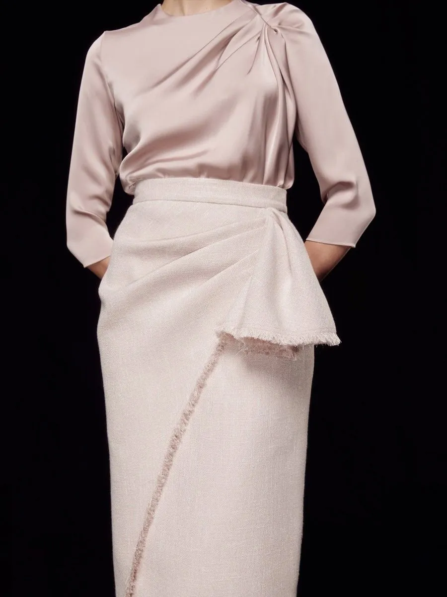 ASAVA ( SS24 )Everly Ruffle Women Midi Skirt Blush