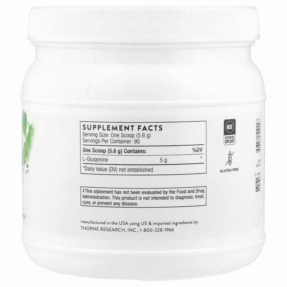 Thorne Research, Порошок L-глутамина, 513 г (1,1 фунта)