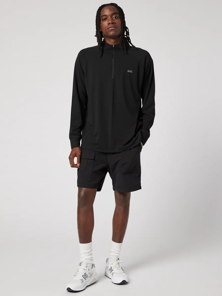 AMERICAN EAGLE MEN K-3328 MERINO LS HALF ZIP ACTIVE 001 BLACK