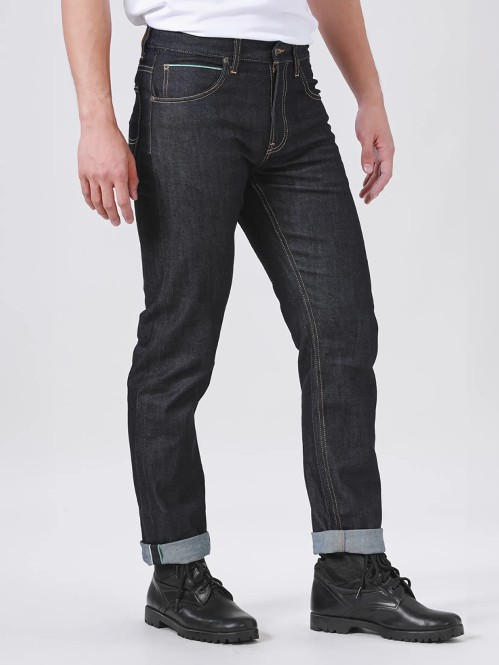 LEE Men s Jeans (Green Selvedge) Lee Riders Collection Mid Zed Fit Raw Denim