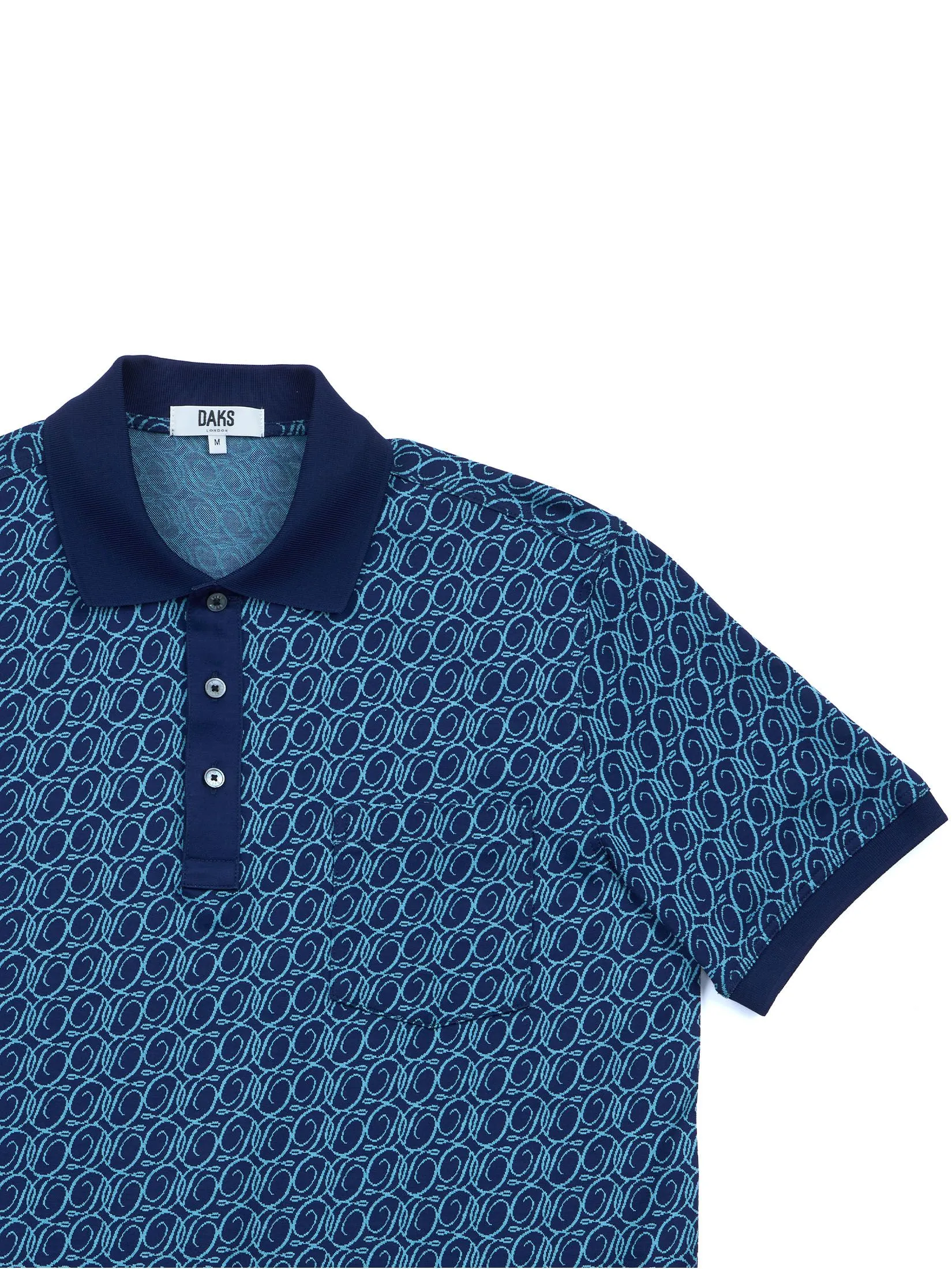 DAKS Men  Short Sleeve Polo Regular Fit Navy