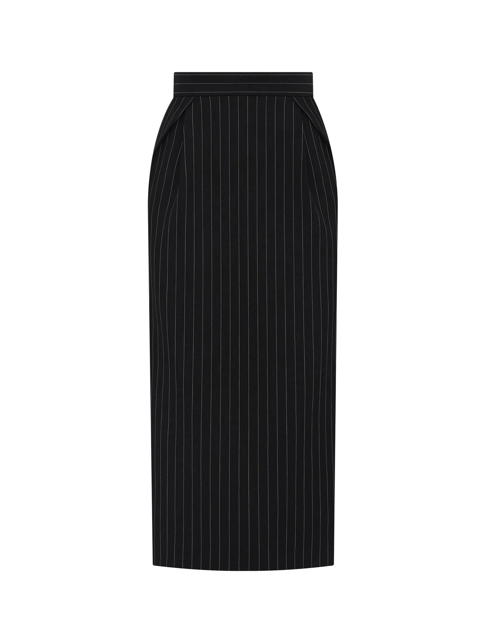 ASAVA (AW24) Pinstriped Women Midi Skirt Black