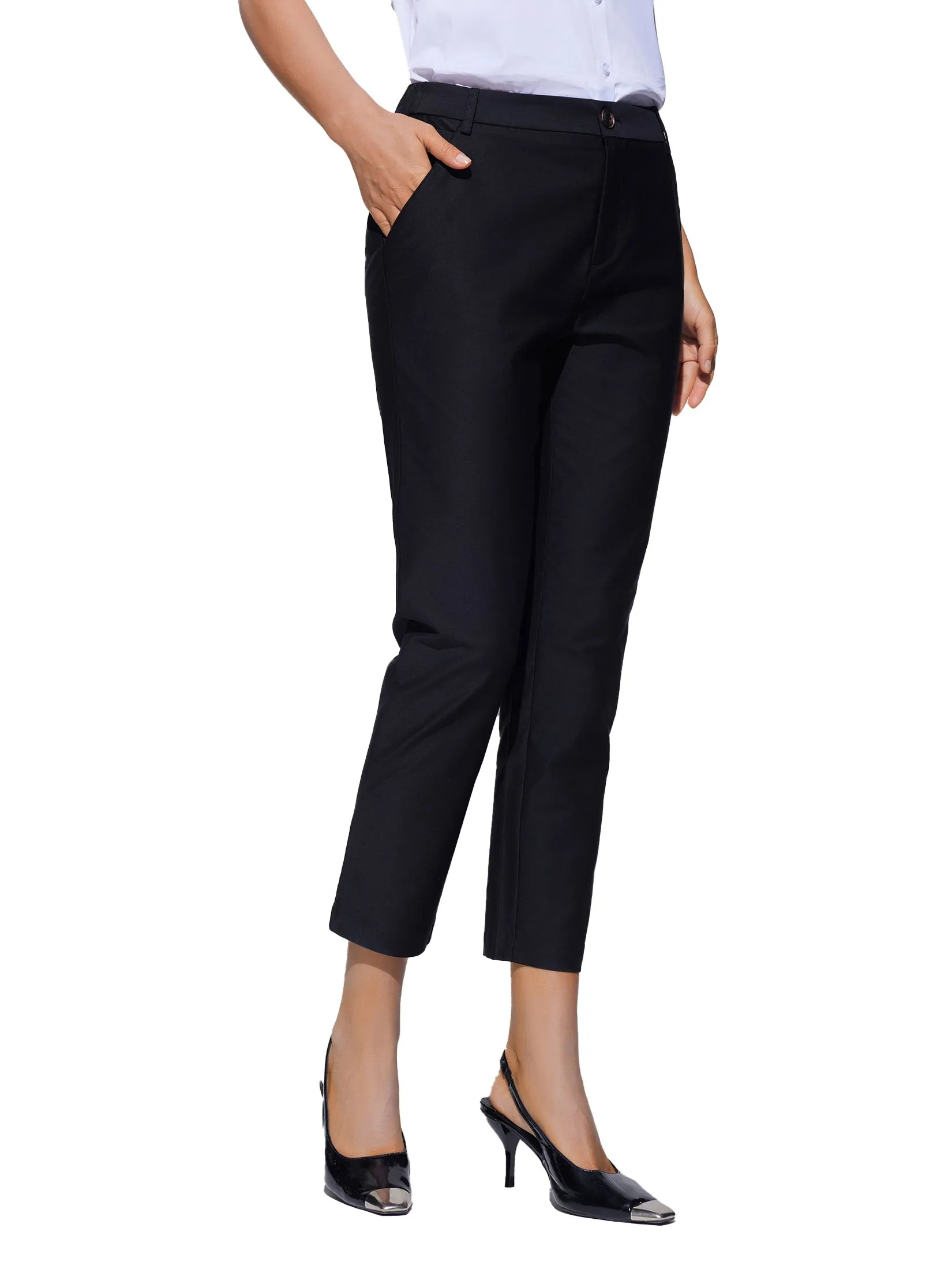 G2000 Women Clothing Cotton Modal Cropped Cigarette Casual Pants  Cropped Cigarette Shape - Black