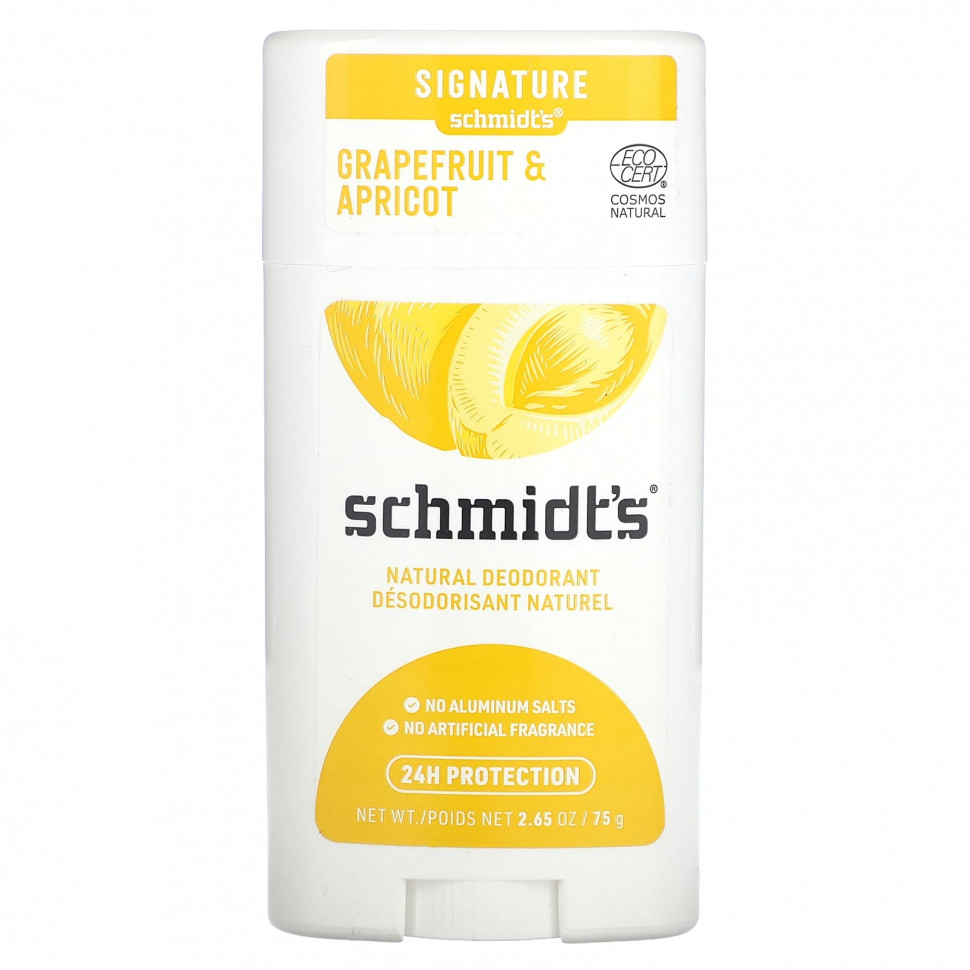 Schmidt's, Натуральный дезодорант, грейпфрут и абрикос, 75 г (2,65 унции) - SMD-01121-20 г