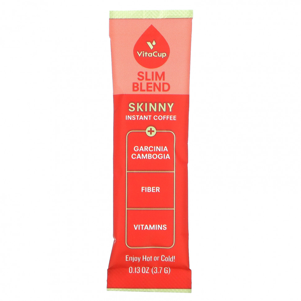 VitaCup, Растворимый кофе Slim, средней темной обжарки, 10 палочек для еды, по 3,7 г (0,13 унции) каждый