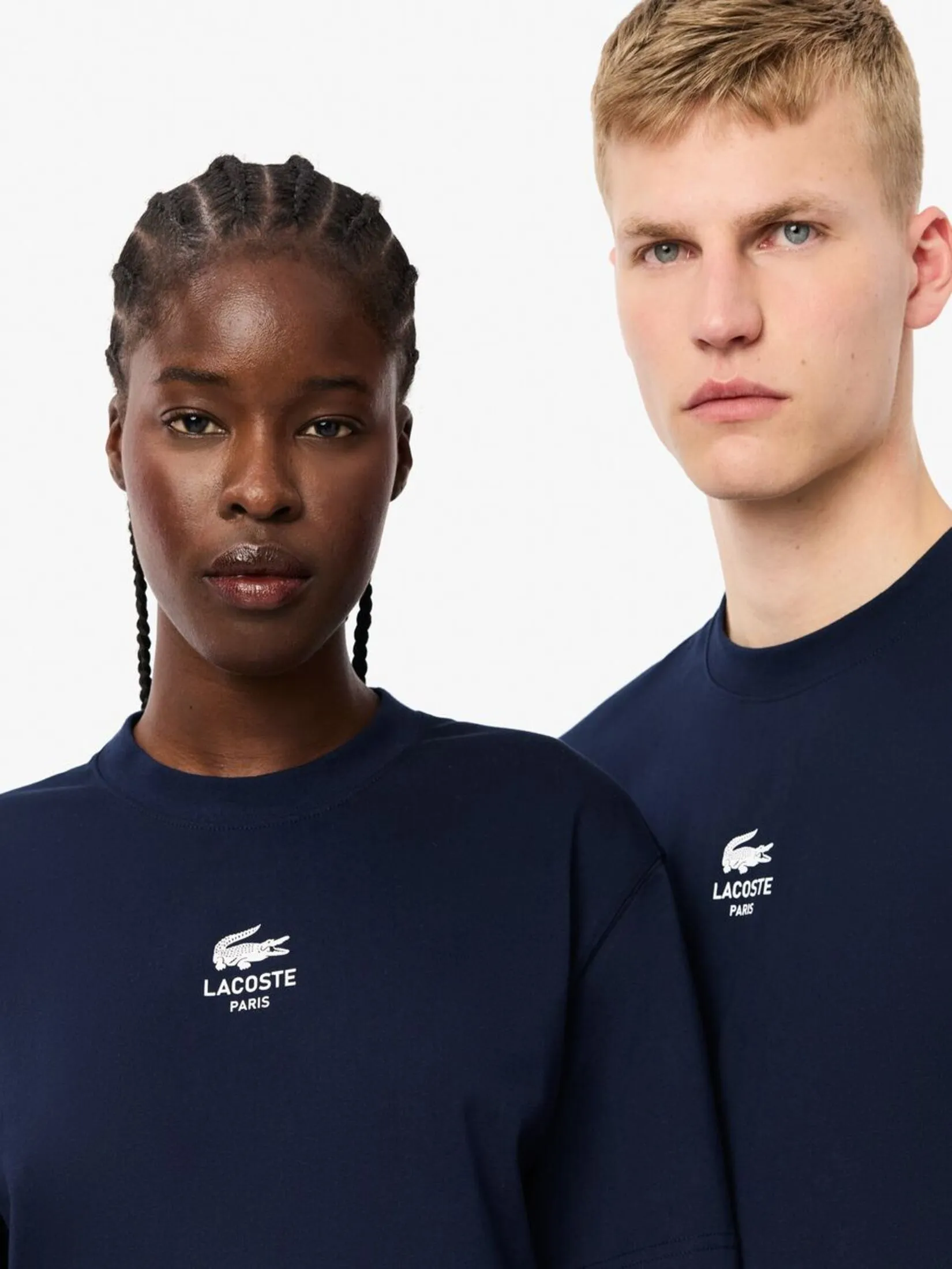 LACOSTE Signature Print Cotton T-shirt Blue