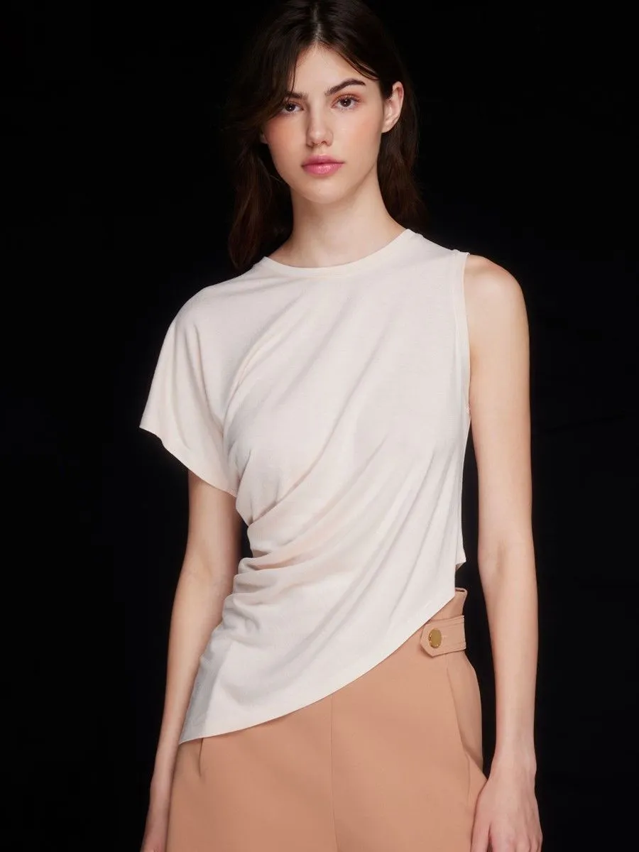 ASV (AW23) Riley Asymmetric Draped Women Top  Beige