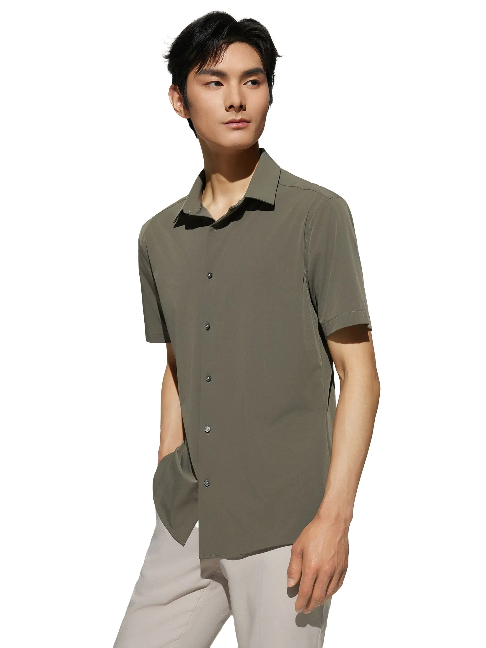 G2000 Men Clothing Water Repellent Short Sleeve Casual Shirt  Smart Fit - Green Size - 3 EU