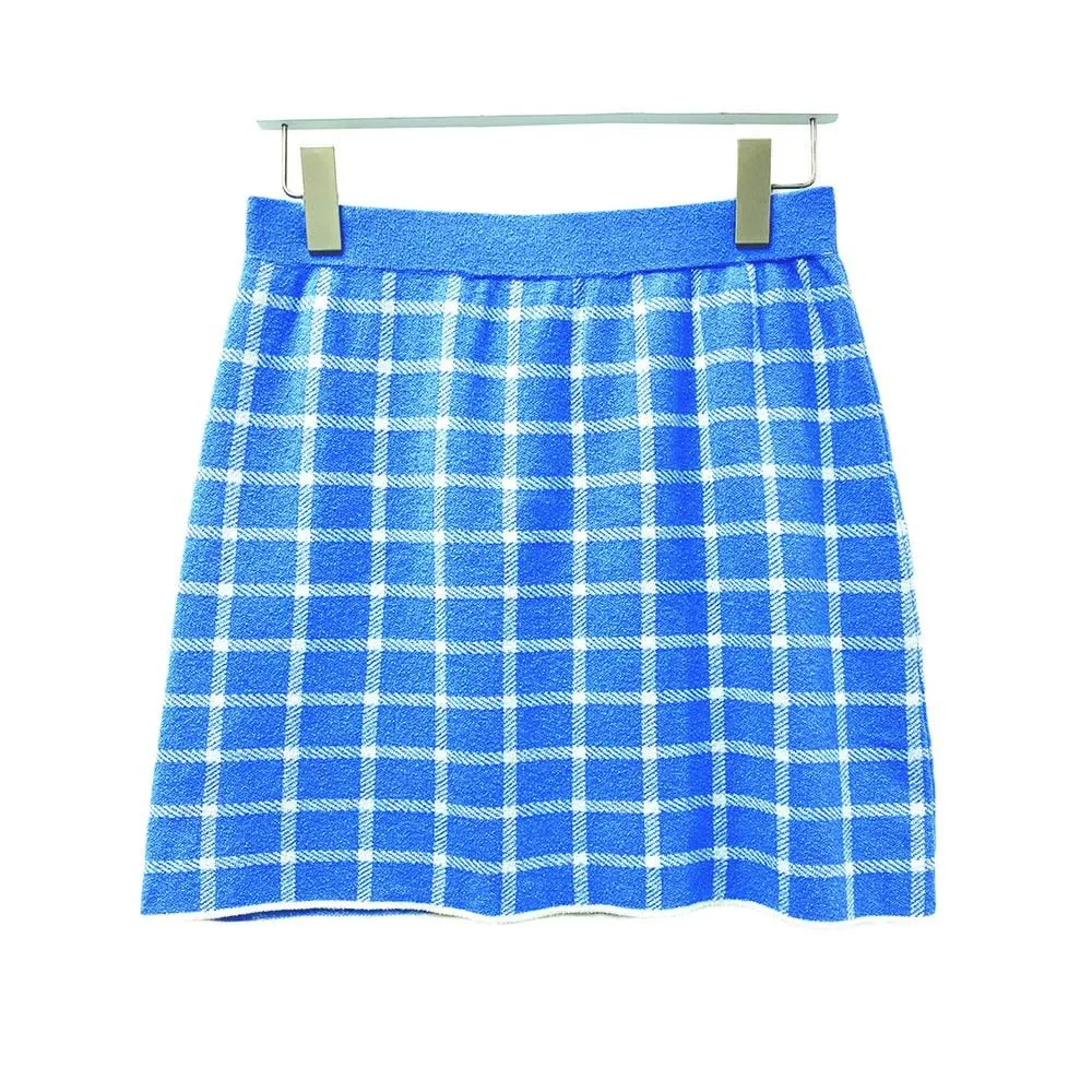 JESSICA CRYSTAL BLUE / OFF WHITE LOOP YARN SKIRT