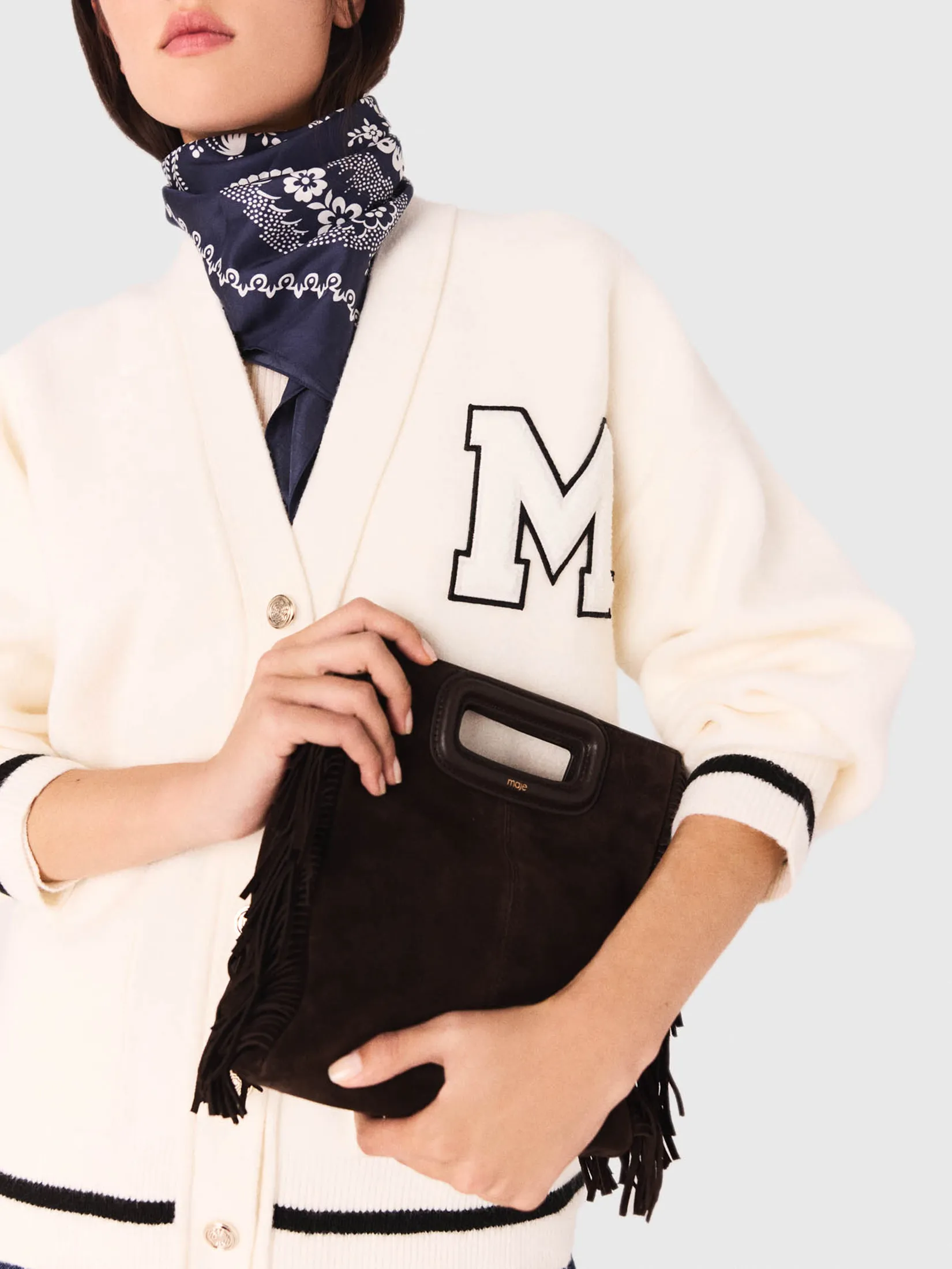 MAJE Women Long Cardigan With Embroidery