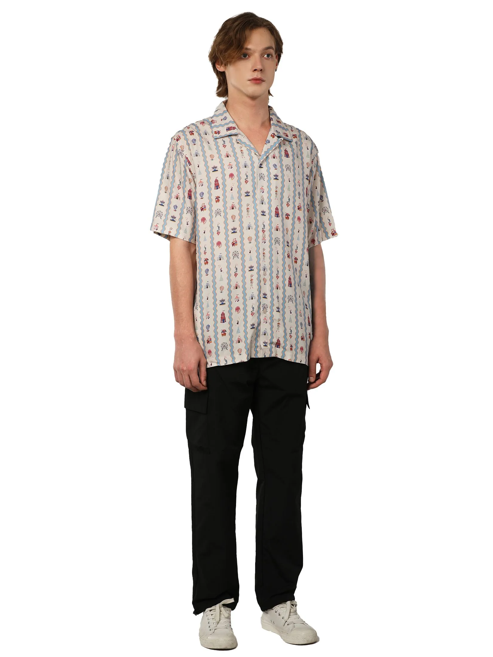 JOHN HENRY Men's Short Sleeves Hawaii Shirts (Relaxed Fit) MERRIMENT Beige