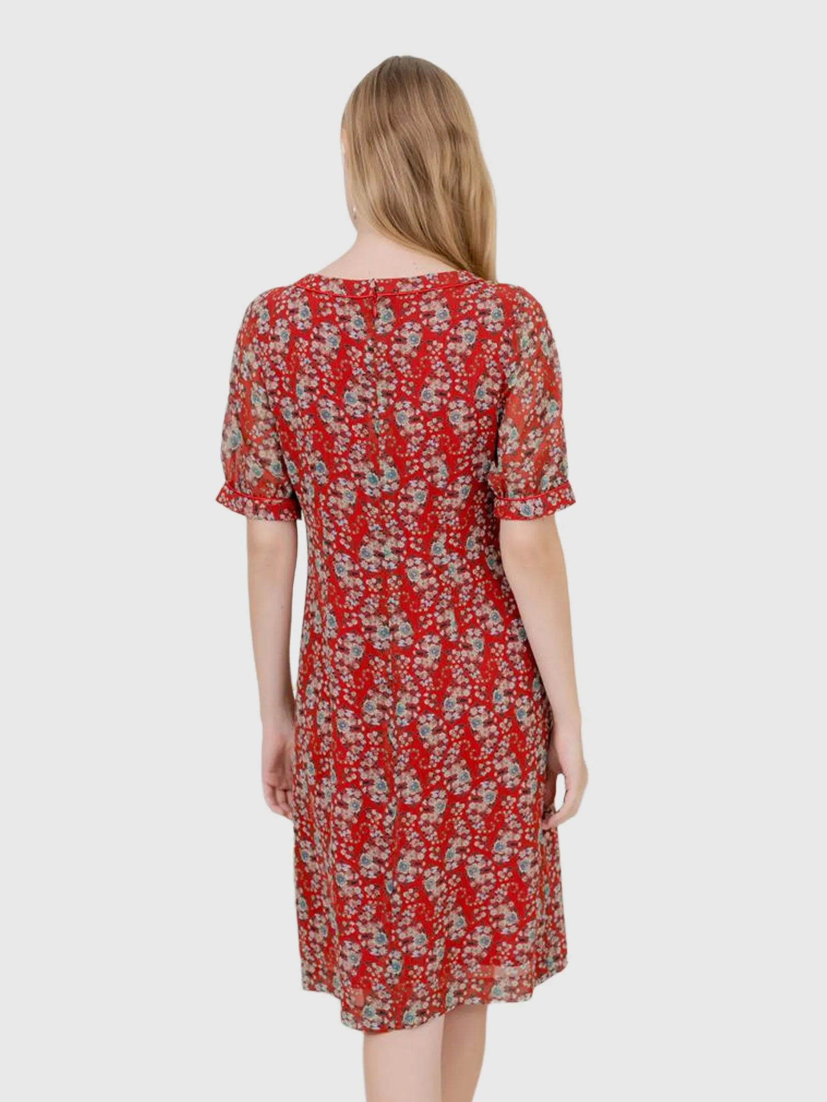 VERONIQA Women Dress Chiffon Angora Red