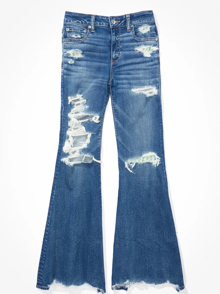 AMERICAN EAGLE FESTIVAL FLARE JEANS 832 DARKEN DESTROY