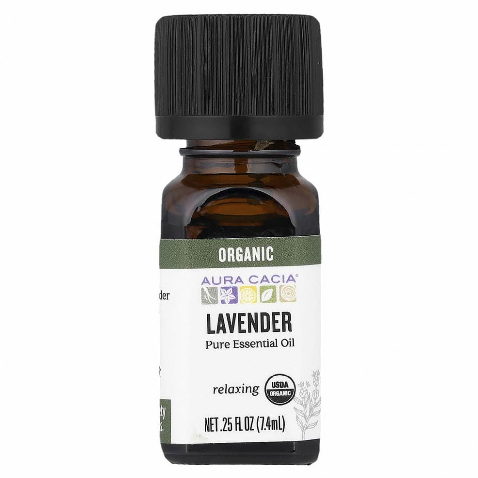 Aura Cacia, Pure Essential Oil, Organic Lavender, .25 fl oz (7.4 ml)