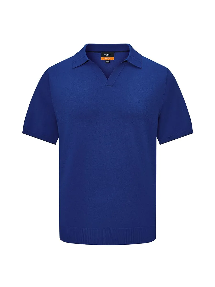 G2000 Men Clothing Viscose Poly Open Collar Polo Smart Fit - Dark Blue