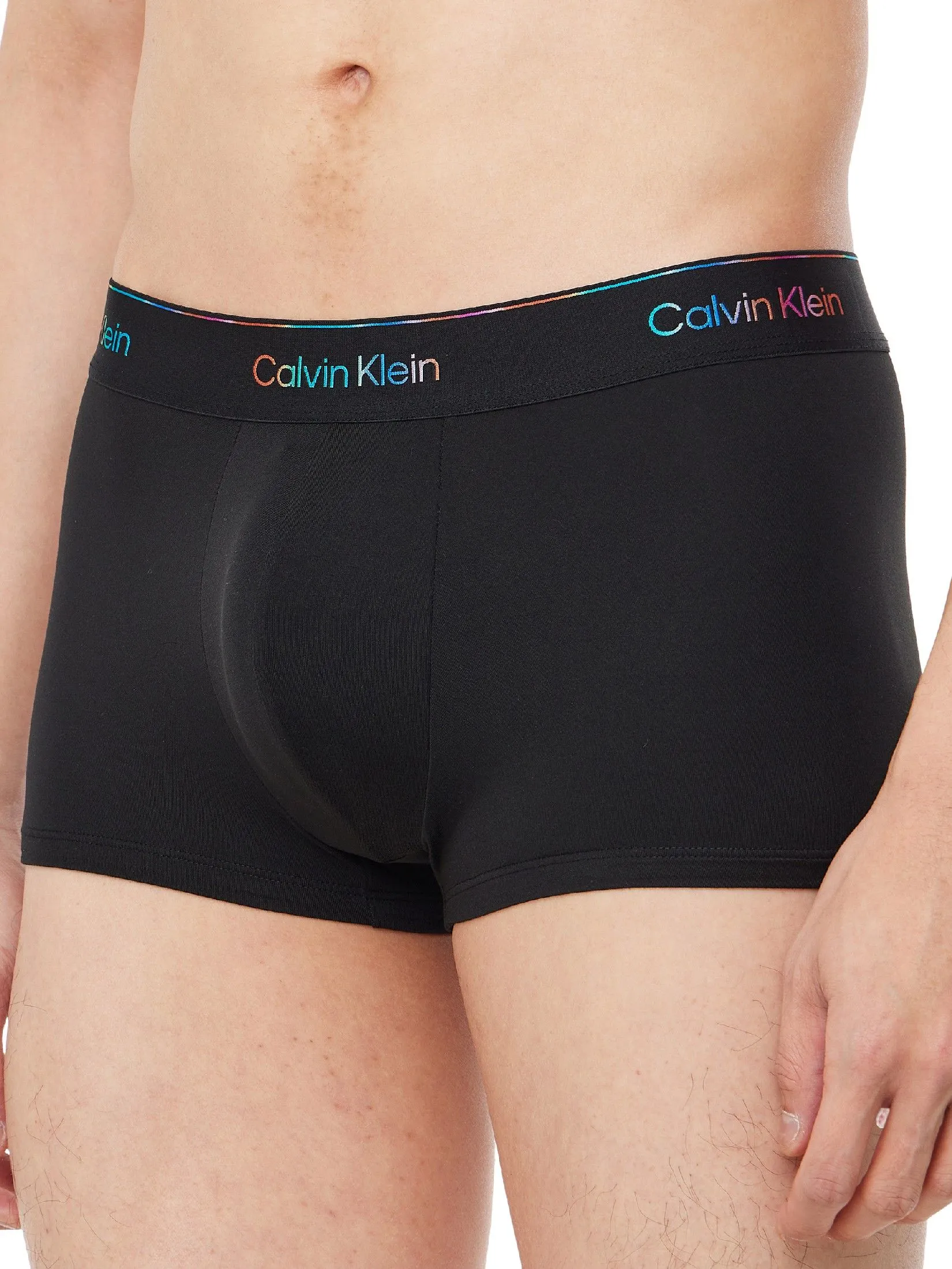 CALVIN KLEIN Men's Microfiber Stretch Pride Low Rise Trunks Black
