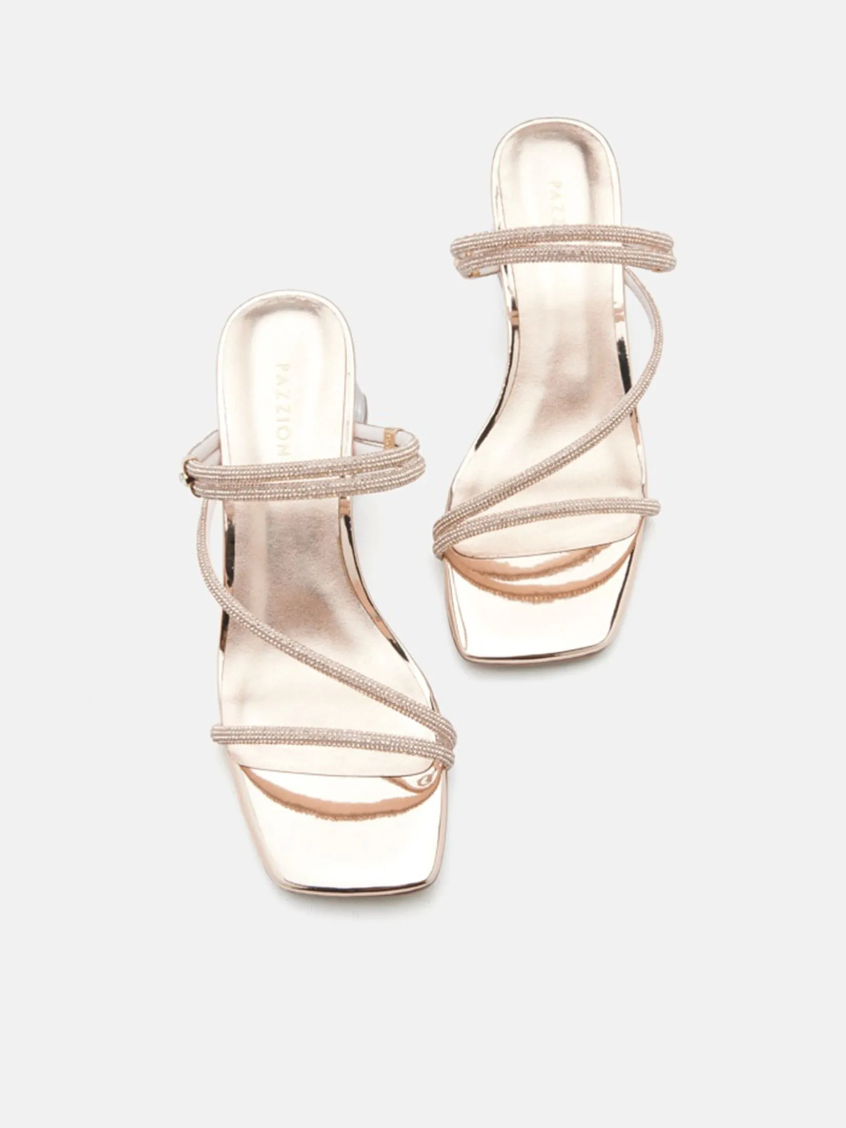 PAZZION Women Wedge Sandals Clear Heel Crystal Strap