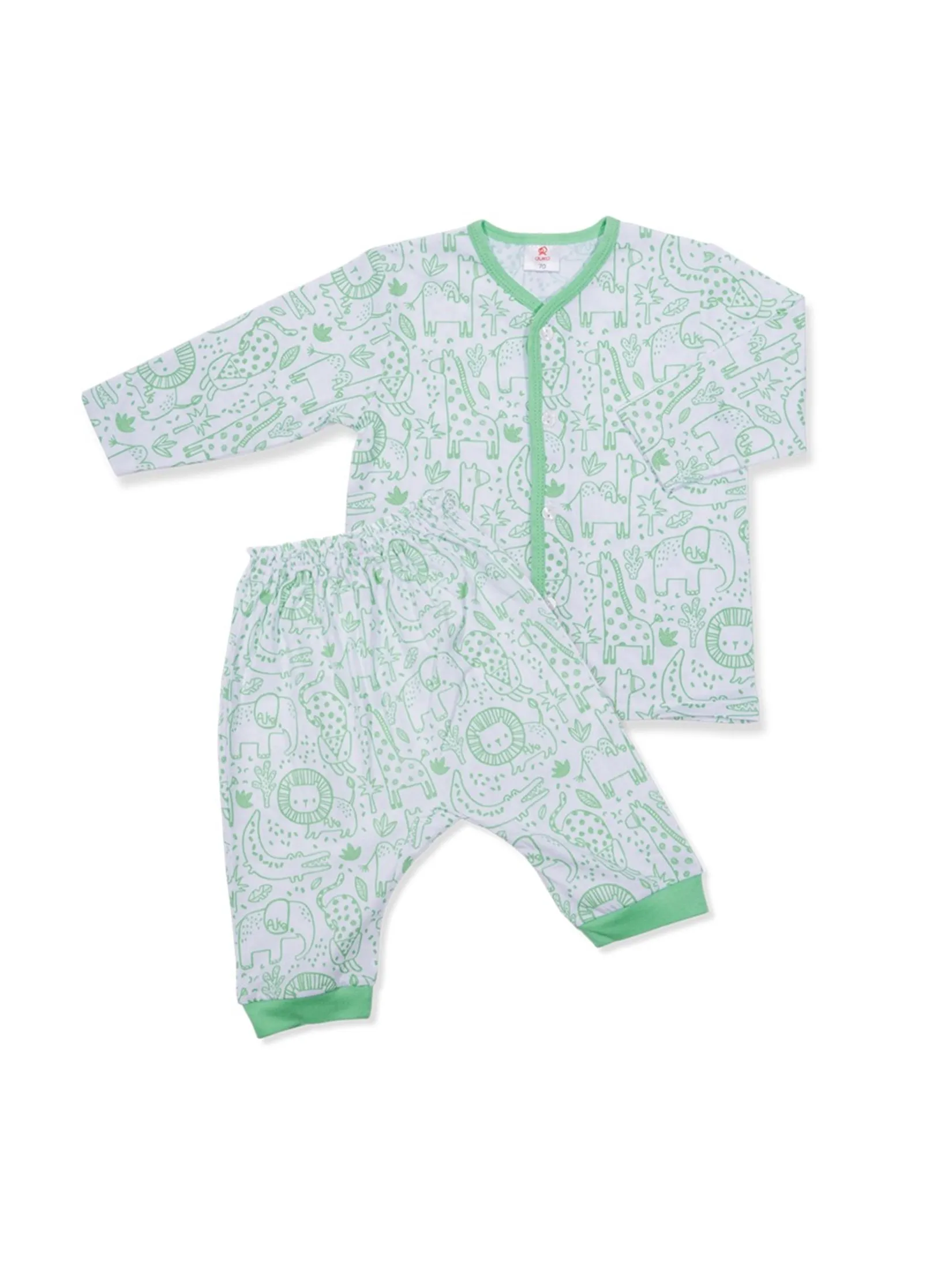 AUKA Green ,long sleeve pajamas, kids set,Auka Animal Team,