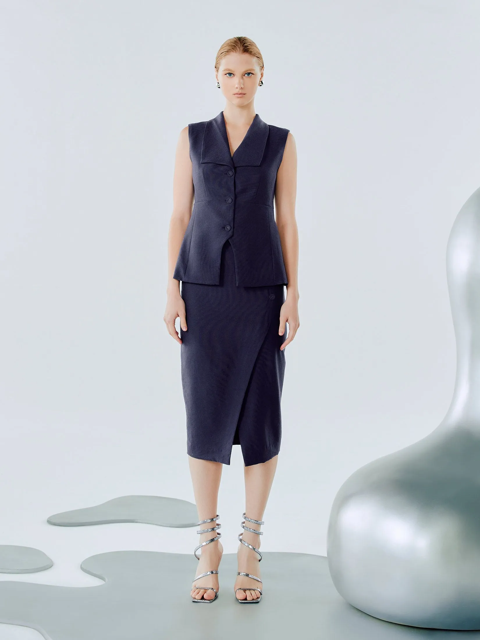 SHAKA Woman Corduroy Wrap Pencil Purple