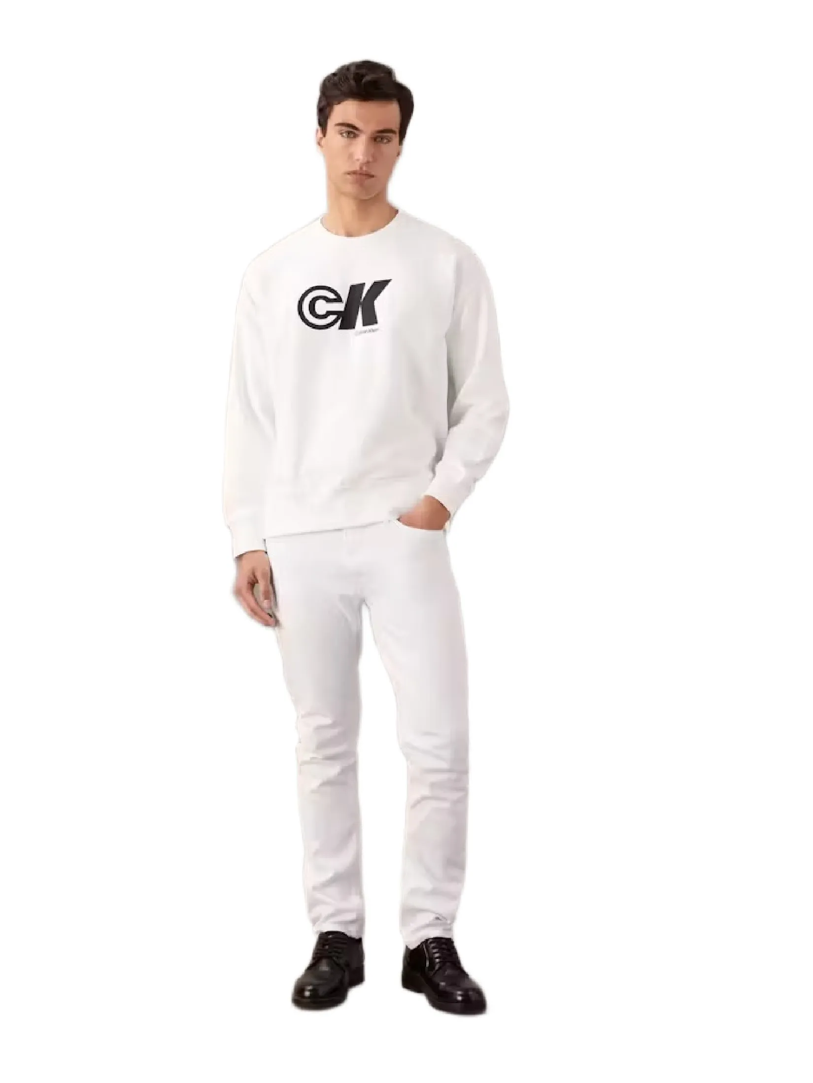 CALVIN KLEIN Men s Relaxed Graphic Logo Sweatshirt White