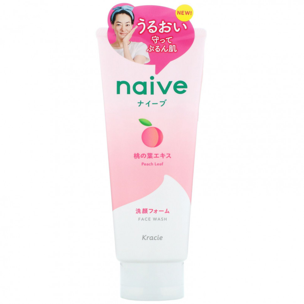 Kracie, Средство для умывания Naive, «Персик», 130 г - KCE-67441-Зеленый чай