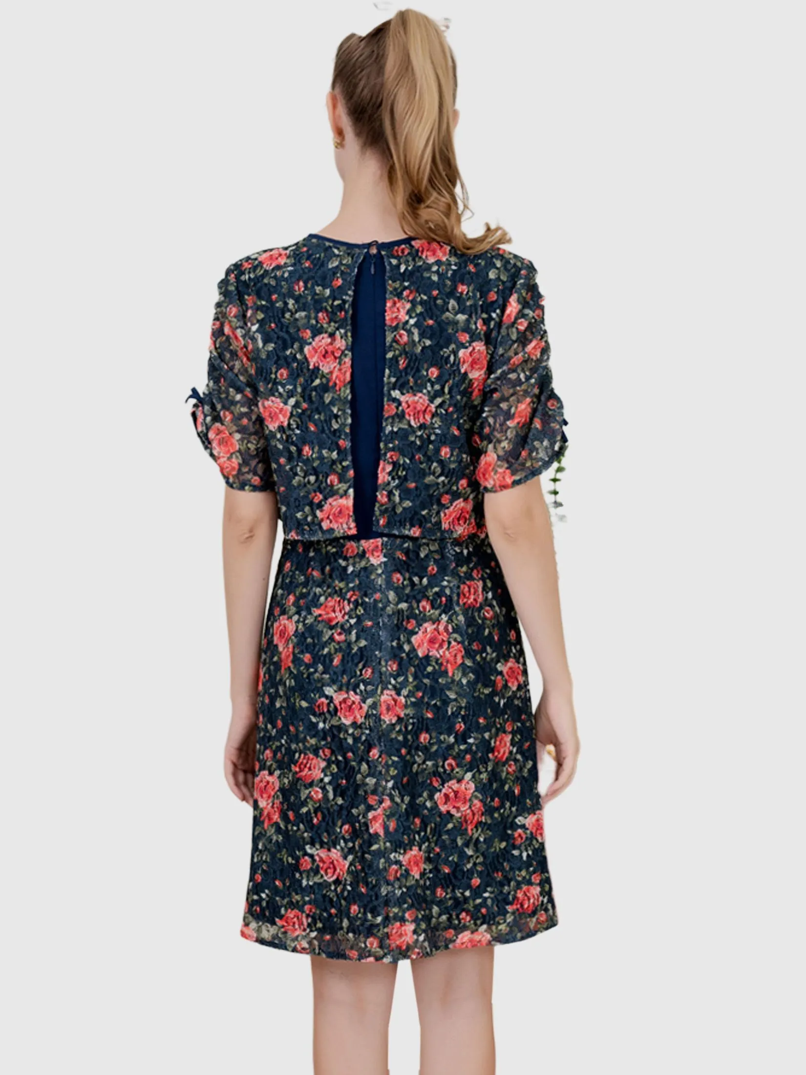 AMILA Women Dress Rachel Lace Navy Blue