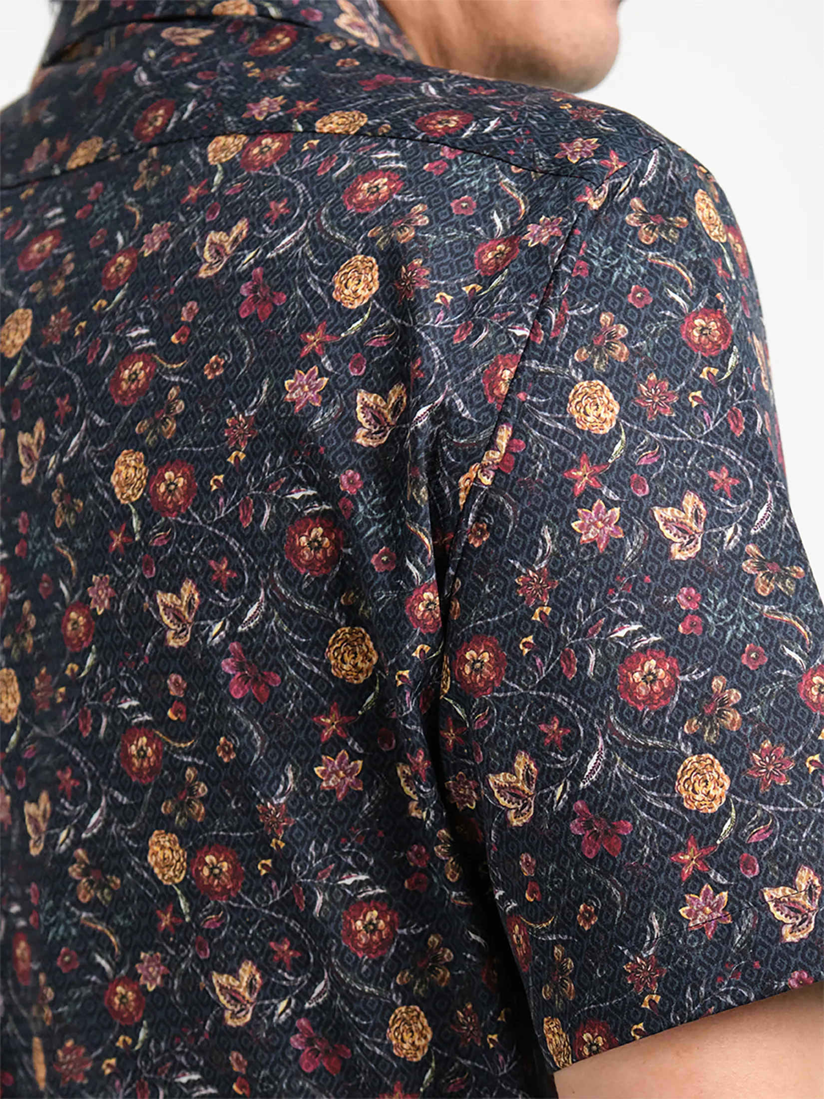 OLYMP MEN SHIRT SHORT SLEEVES CASUAL SHIRT MODERN FIT NAVY BLUE