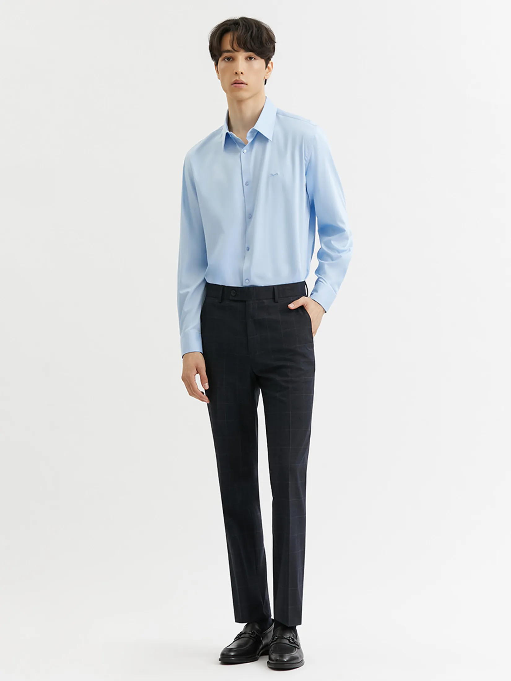 DAPPER Men SMOOTH & STRETCH Regular Fit Shirt Blue