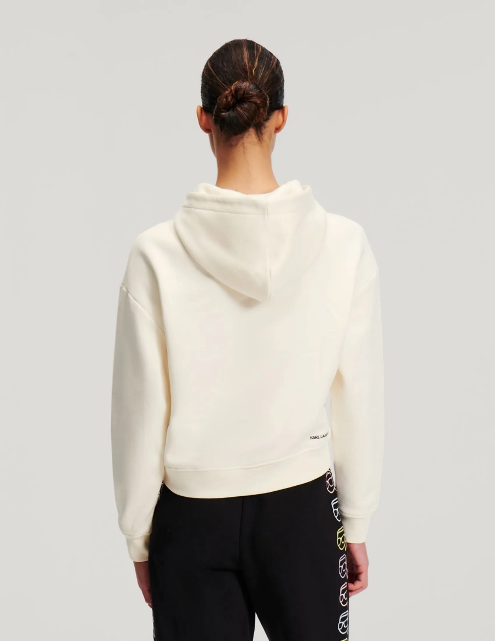KARL LAGERFELD IKONIK 2.0 OUTLINE WOMAN HOODIE OFF WHITE