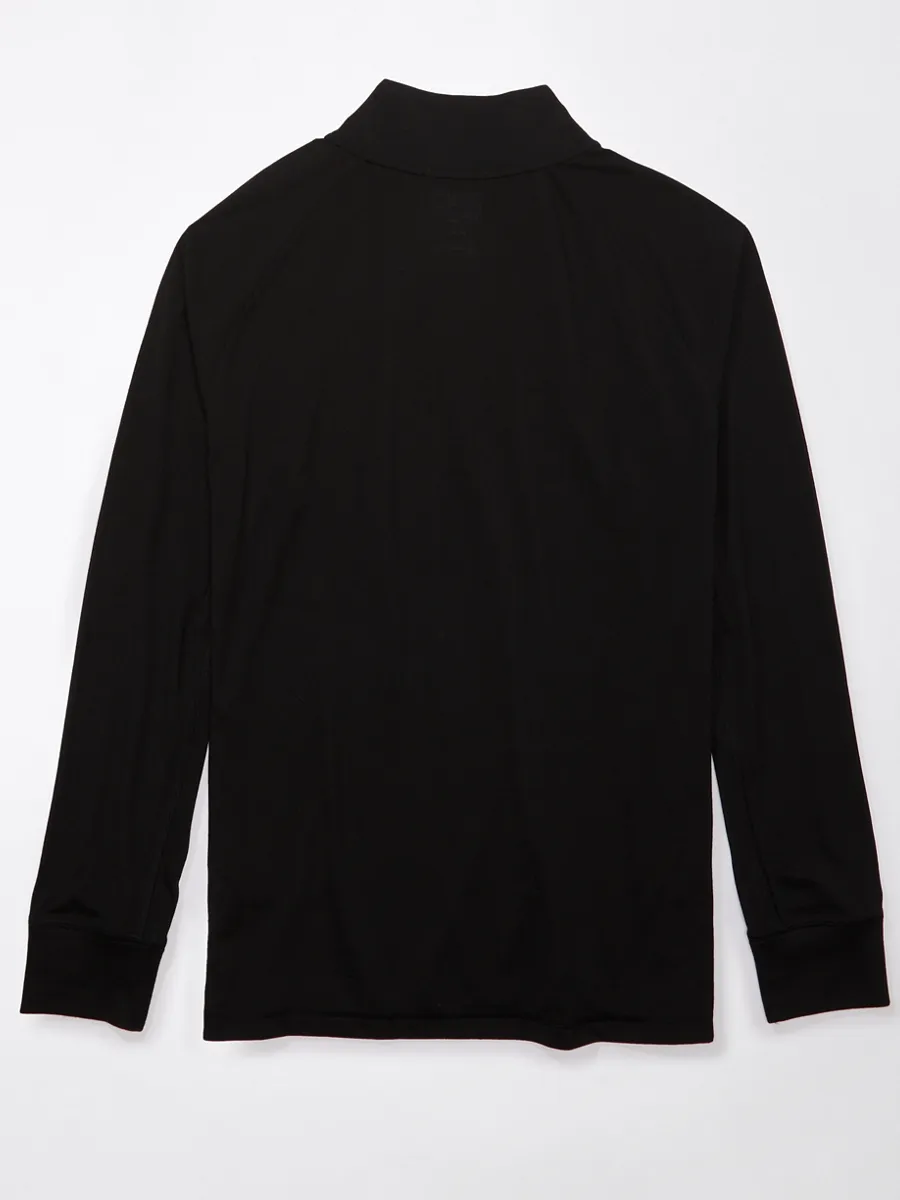 AMERICAN EAGLE MEN K-3328 MERINO LS HALF ZIP ACTIVE 001 BLACK