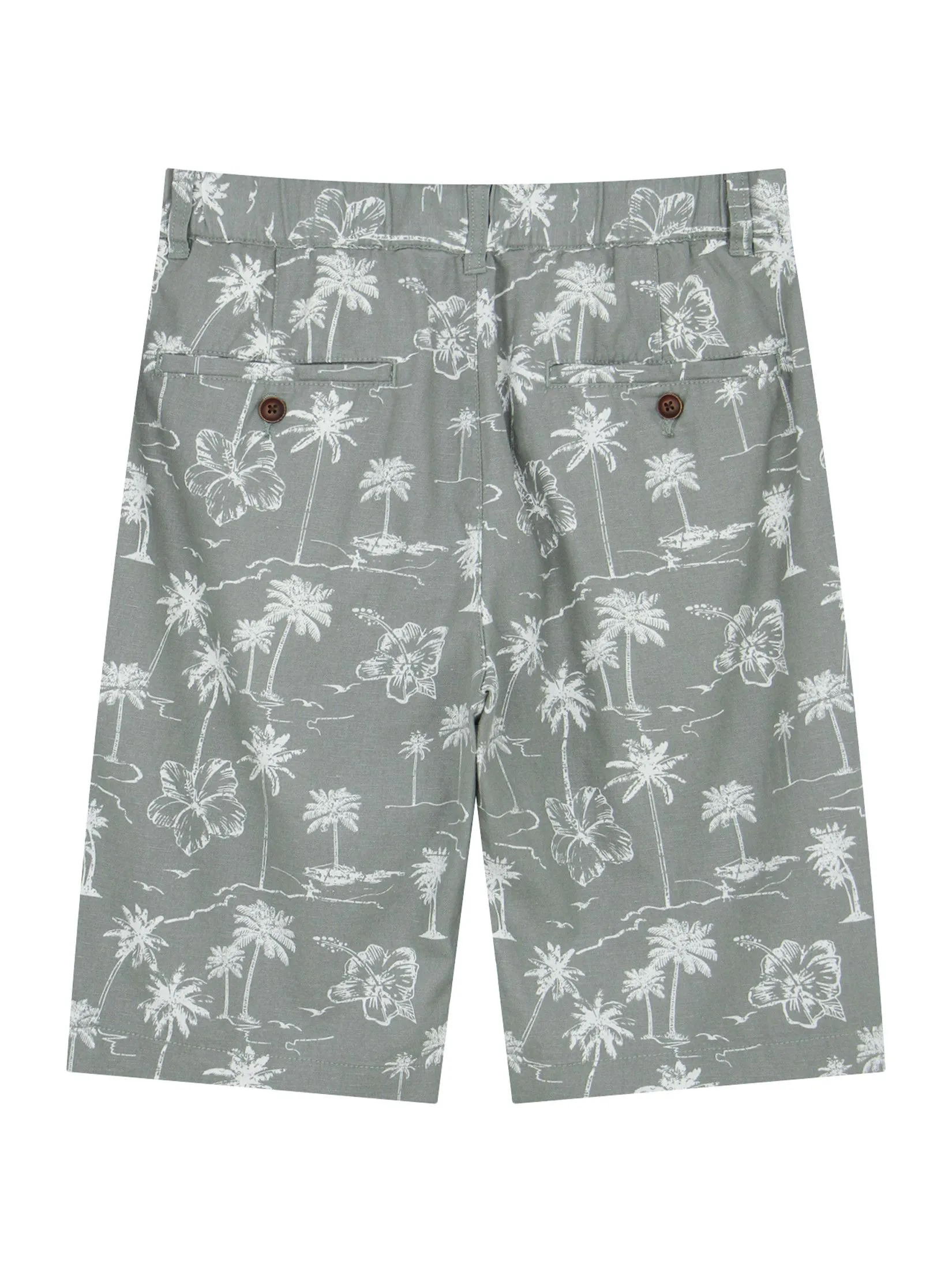 GIORDANO Men's Slim Linen Bermuda Shorts Green x White