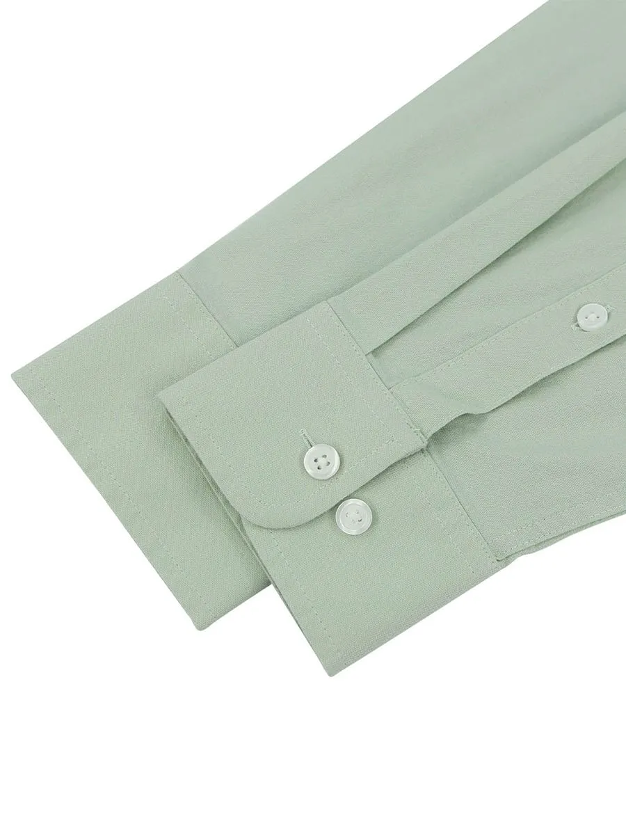 GIORDANO Men's Slim Embroidery Stretch Oxford Shirts (Classic Man)  Light Green