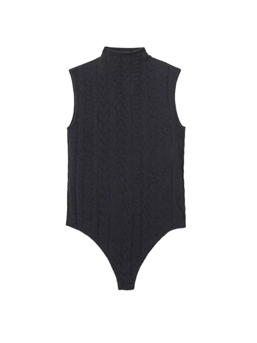 MARC JACOBS THE SEAMLESS MONOGRAM BODYSUIT BLACK