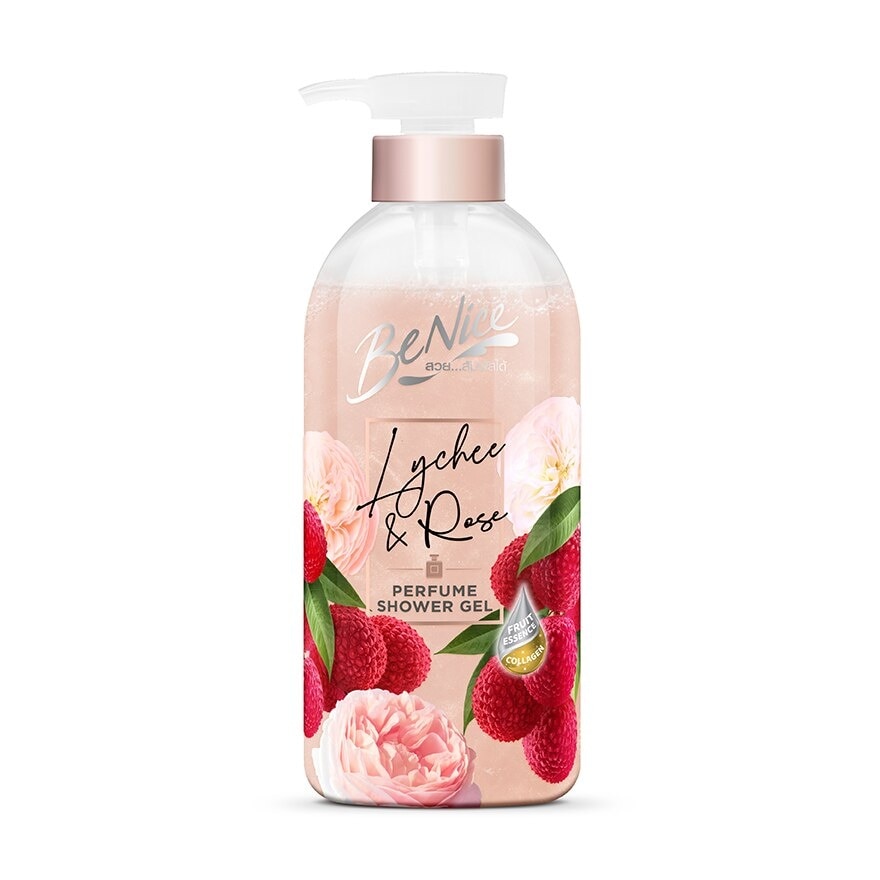 Benice Perfume Shower Gel Lychee  Rose 450 Ml.