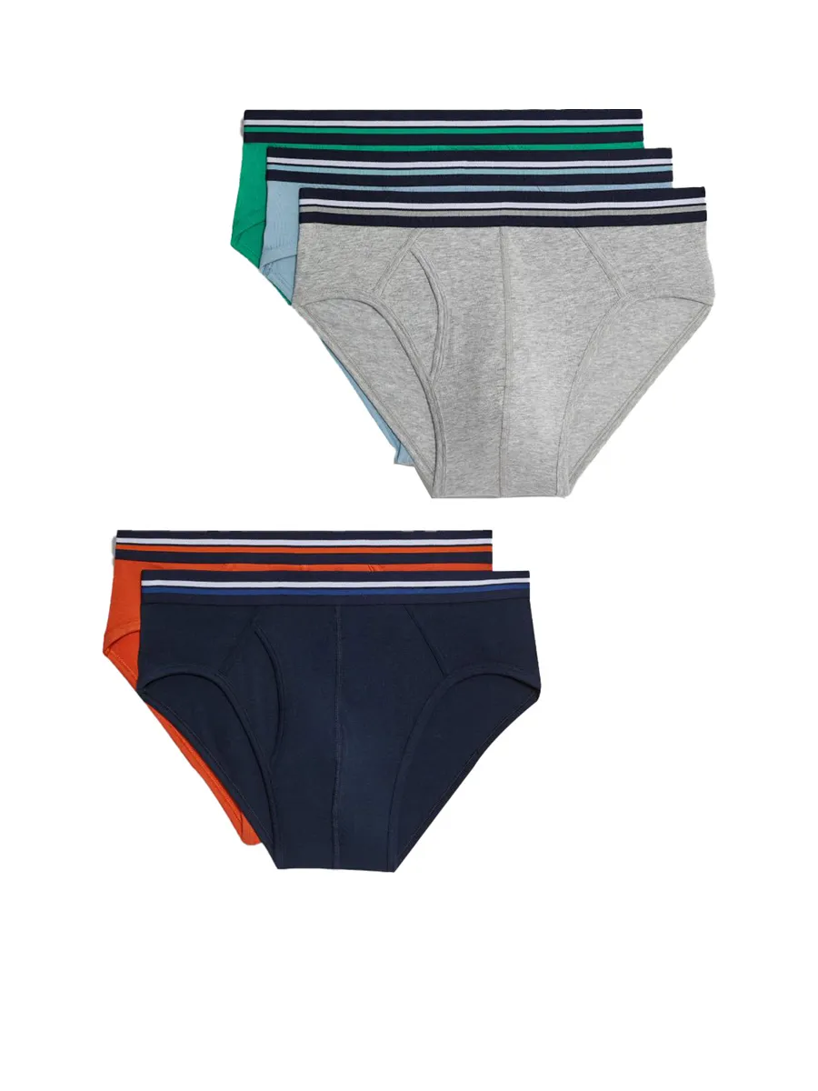 MARKS & SPENCER Men Brief Cotton Rich Cool & Fresh 5pk Zz_Multi
