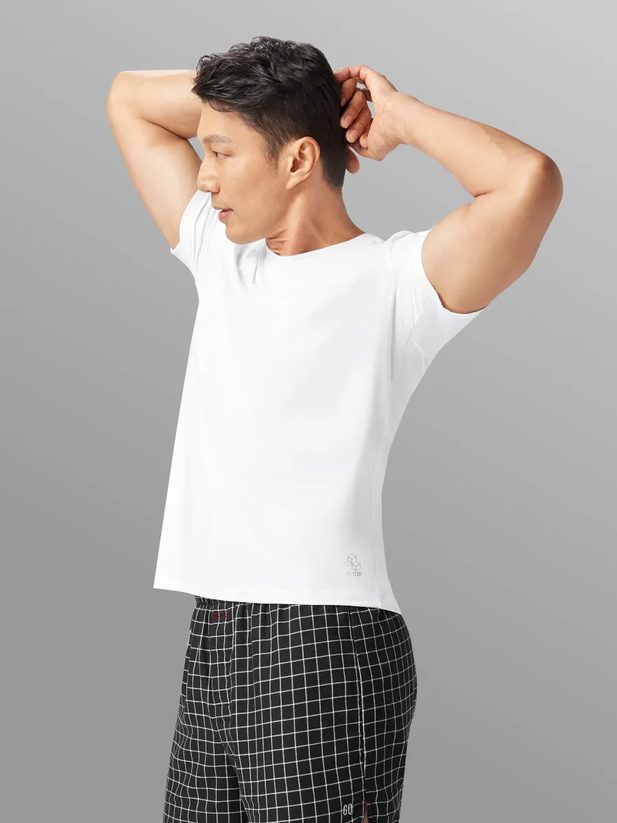 GQ Men T-Shirt Crew Neck Short Sleeves White Size - 2XL