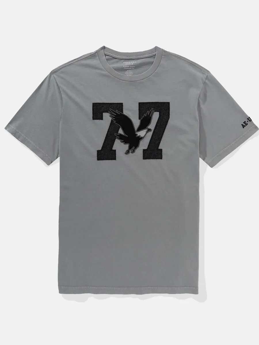 AMERICAN EAGLE MEN G SS INTL SET IN TEE - PC DYE + MAGIC WHITE TUMBLE 050 GREY