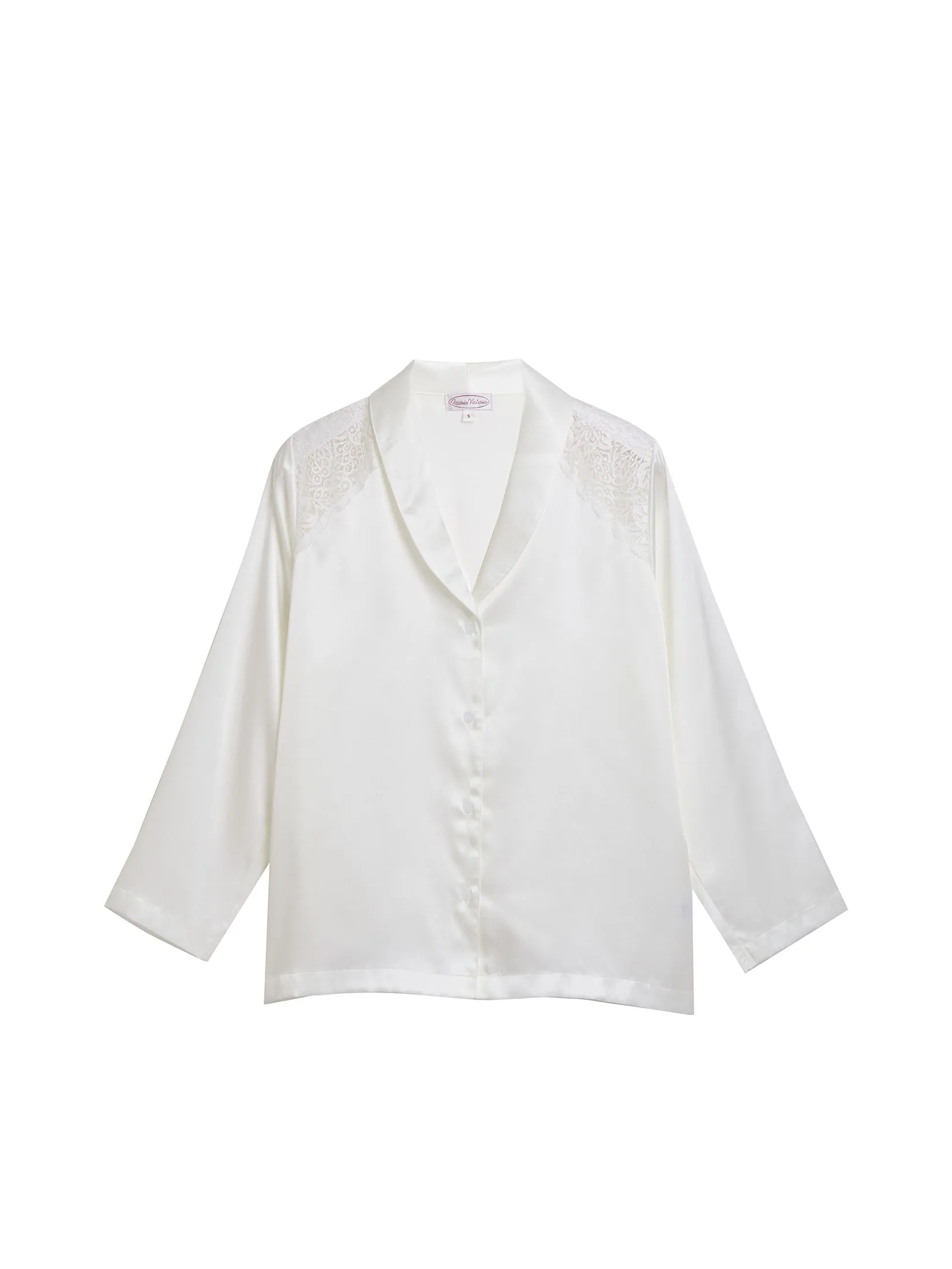 MARIA VICTORIA Women Pyjamas Shirt Long Sleeves + Pants Off White